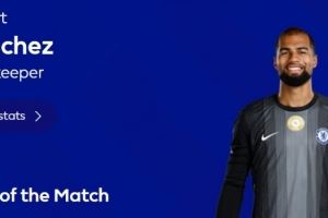 4次扑救完成零封，英超官方：桑切斯当选切尔西0-0水晶宫全场最佳