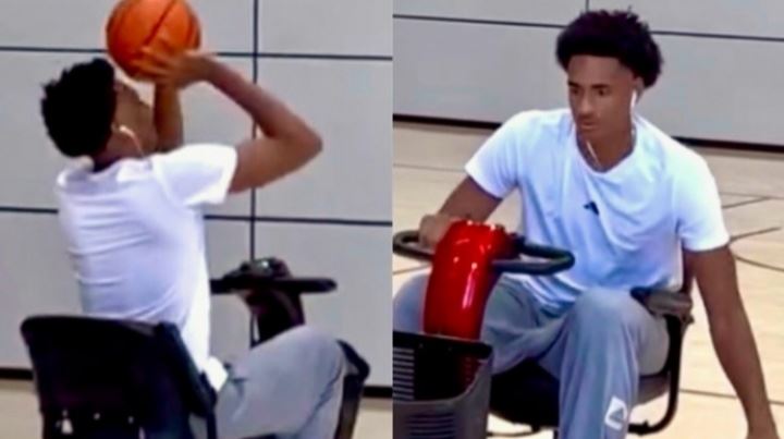 此前遭遇半月板撕裂！阿里纳斯儿子阿利贾开玩具车到球场训练投篮