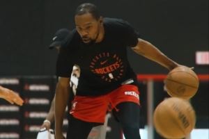 火箭官方晒KD训练视频预热：周一媒体日 大家好好熬过周末吧