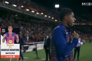 1进球3过人成功，拉什福德当选巴萨3-1埃尔切一役全场最佳